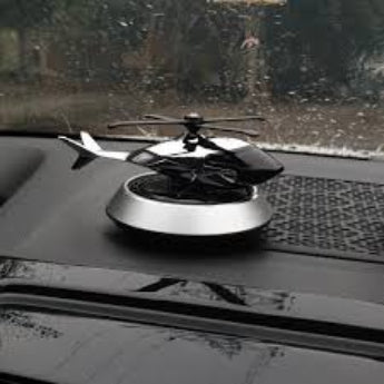 Solar Powered Helicopter for Car Accessories for Dashboard with Aroma Diffuser for Car interior Dashboard Helicopter Solar Accessories (Silver)