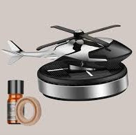 Solar Powered Helicopter for Car Accessories for Dashboard with Aroma Diffuser for Car interior Dashboard Helicopter Solar Accessories (Silver)