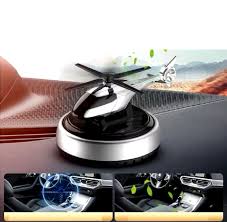 Solar Powered Helicopter for Car Accessories for Dashboard with Aroma Diffuser for Car interior Dashboard Helicopter Solar Accessories (Silver)